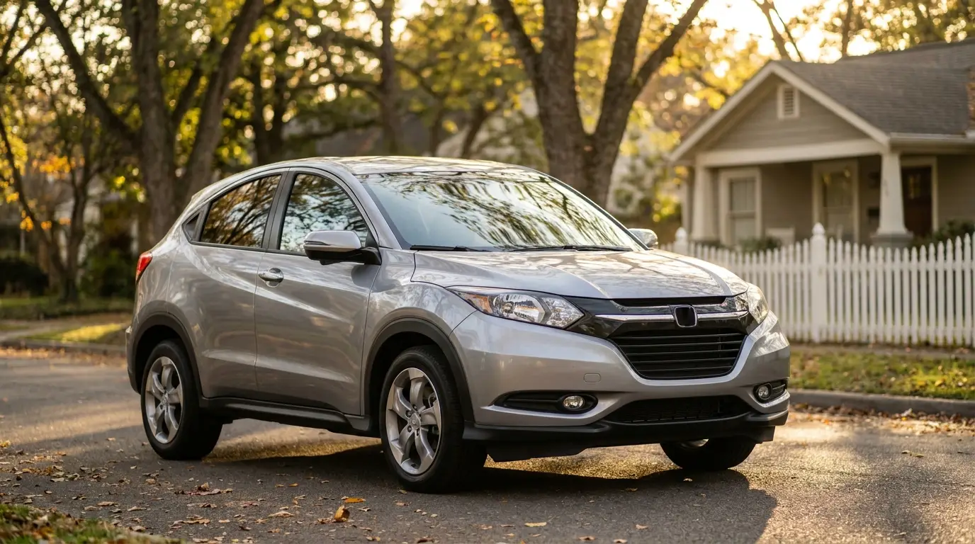 The Second Chance Drive prize: a clean late-model SUV on a suburban street at golden hour